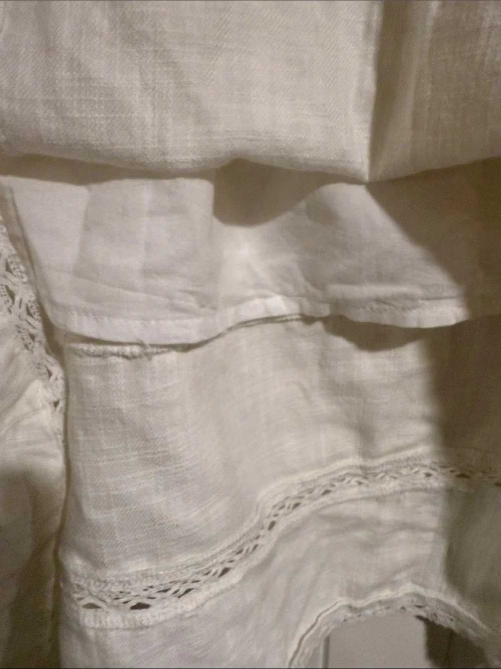 Universal Thread White Midi Cotton Skirt with Lace Insets